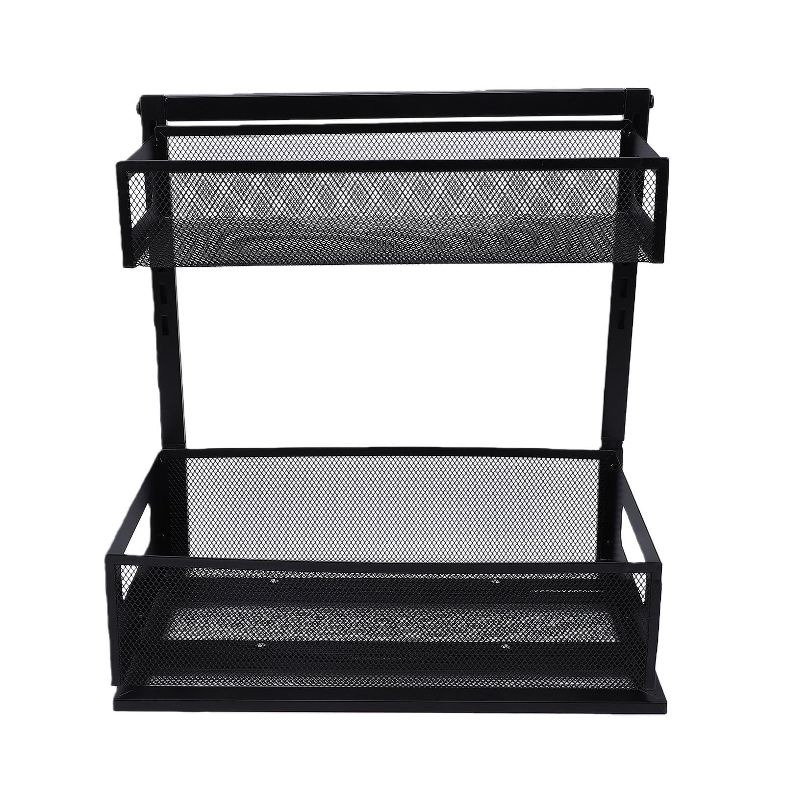 Fdit Organizer Sottolavello, Cassetto Estraibile a 2 Livelli Regolabile | Guida in Acciaio Al Carbonio, Portata 100 Lb, per Mobili o Bagno, 7 Altezze Regolabili