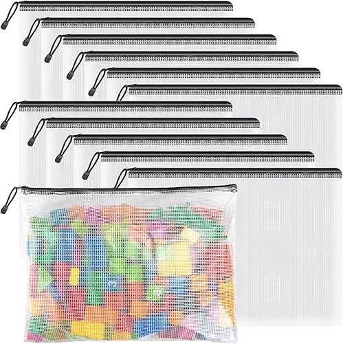 Umriox Bolsa de malla con cremallera, 14.9 x 11.0 pulgadas (negro, 12 paquetes), bolsas extra grandes con cremallera, bolsas impermeables con