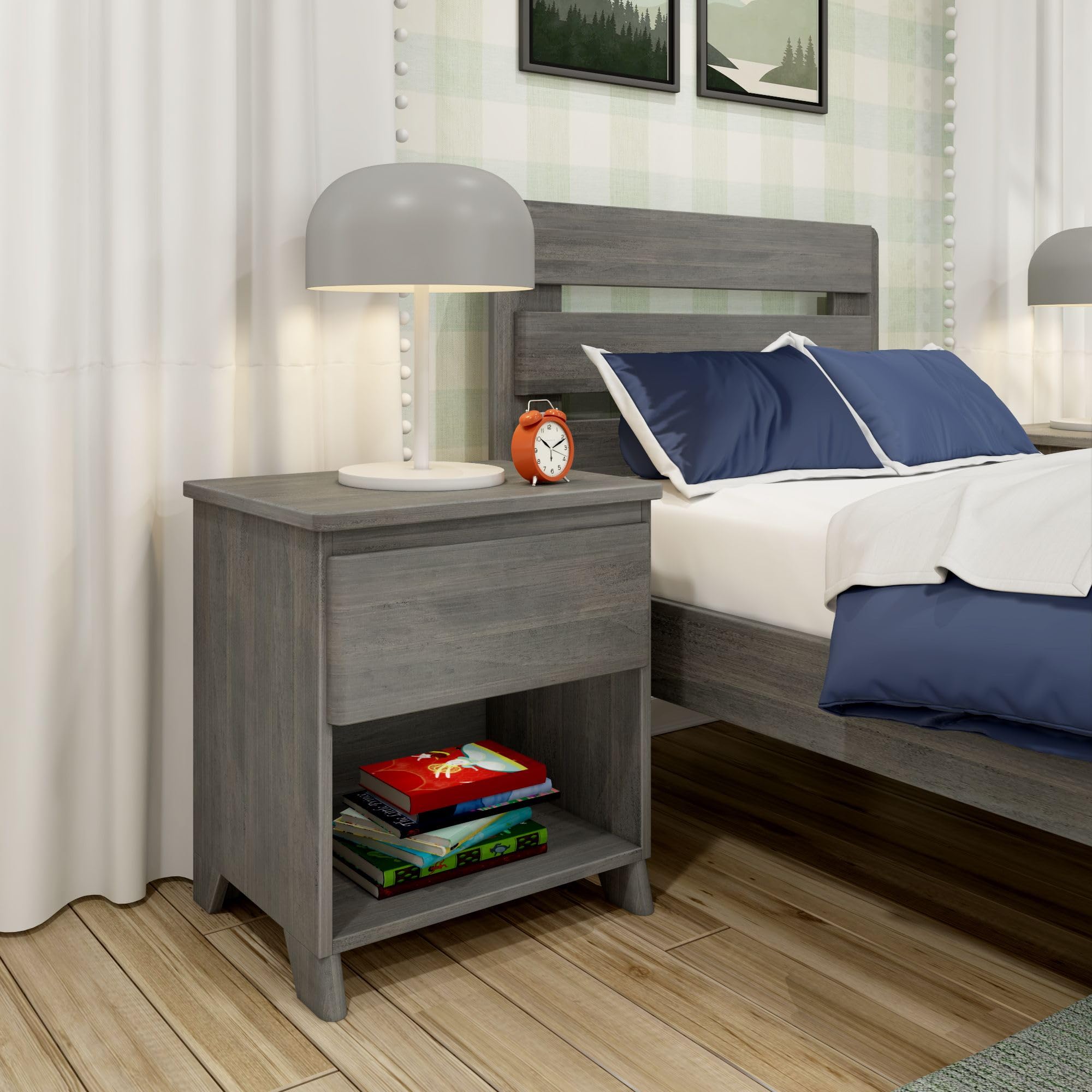 Max & LilyFarmhouse 1 Drawer Nightstand, Driftwood