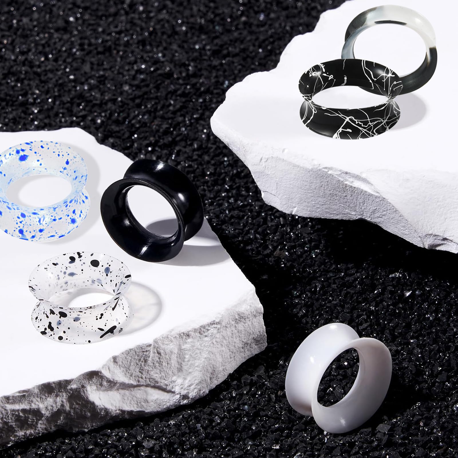 TYXHXTF 6 par silikonowych kołków do tuneli w uchu, biżuteria do piercingu, kołki do tuneli, ekspander, piercing podwójnie rozkloszowany 8 mm