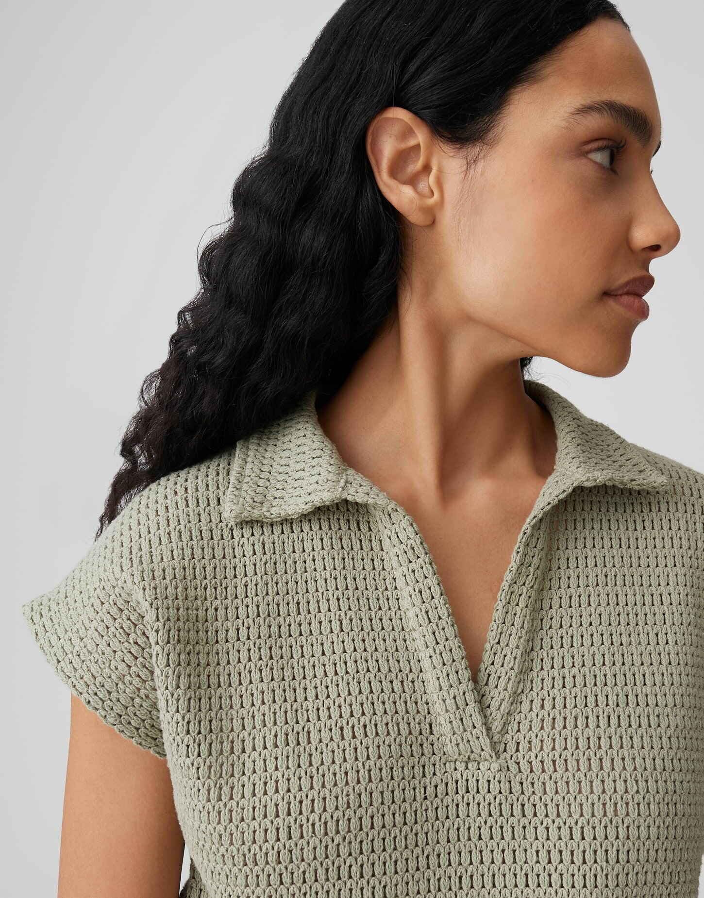 OPUS Damen Kurzarmshirt | Poloshirt in Häkeloptik Regular Fit