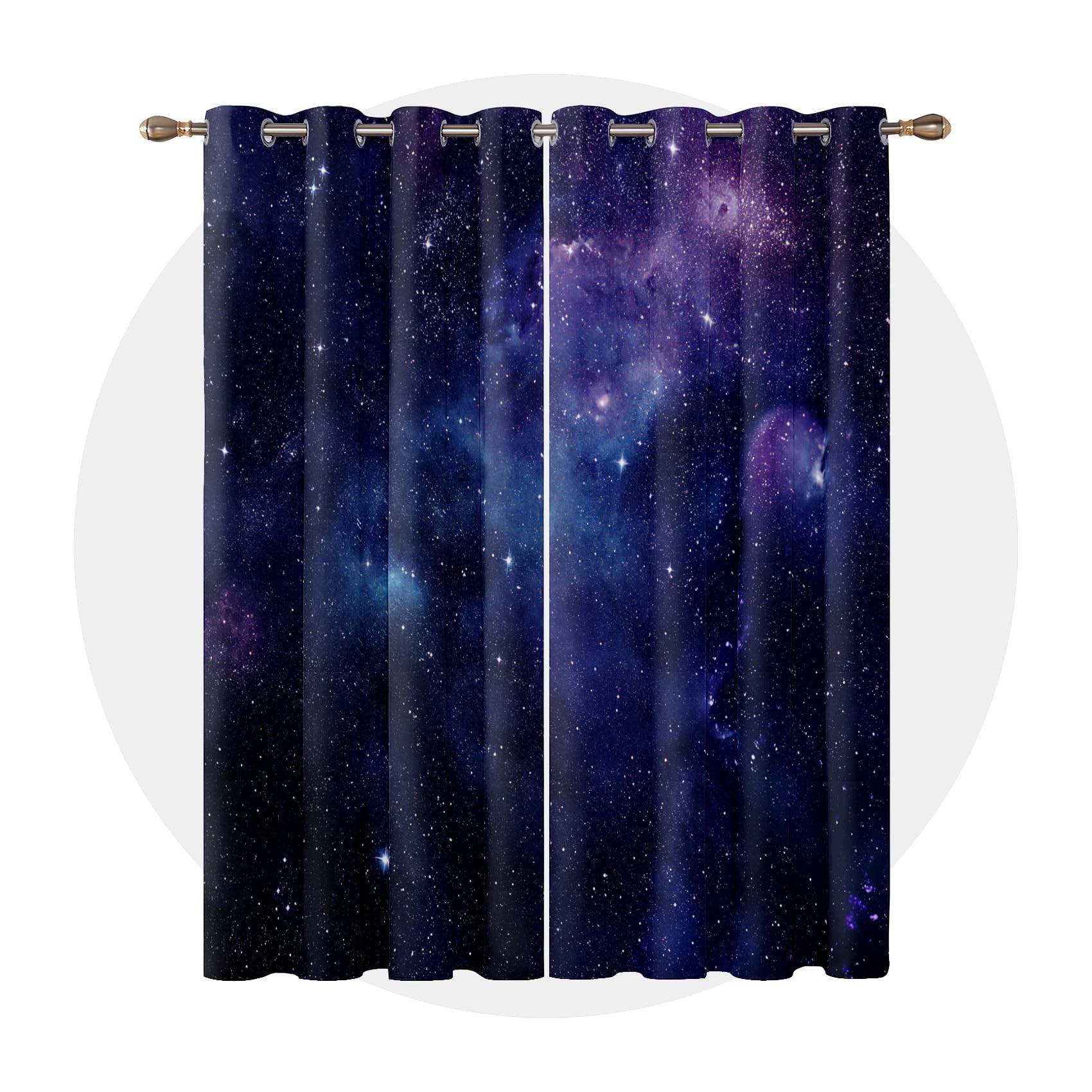 Rideau Occultant Galaxie - Rideau Thermique Motif Nébuleuse Univers Espace, Rideaux Chambre Salon Fenetre, Lot de 2 Rideaux et Draperies Intérieurs à Oeillets, 140x240 cm (LxH) G#-87