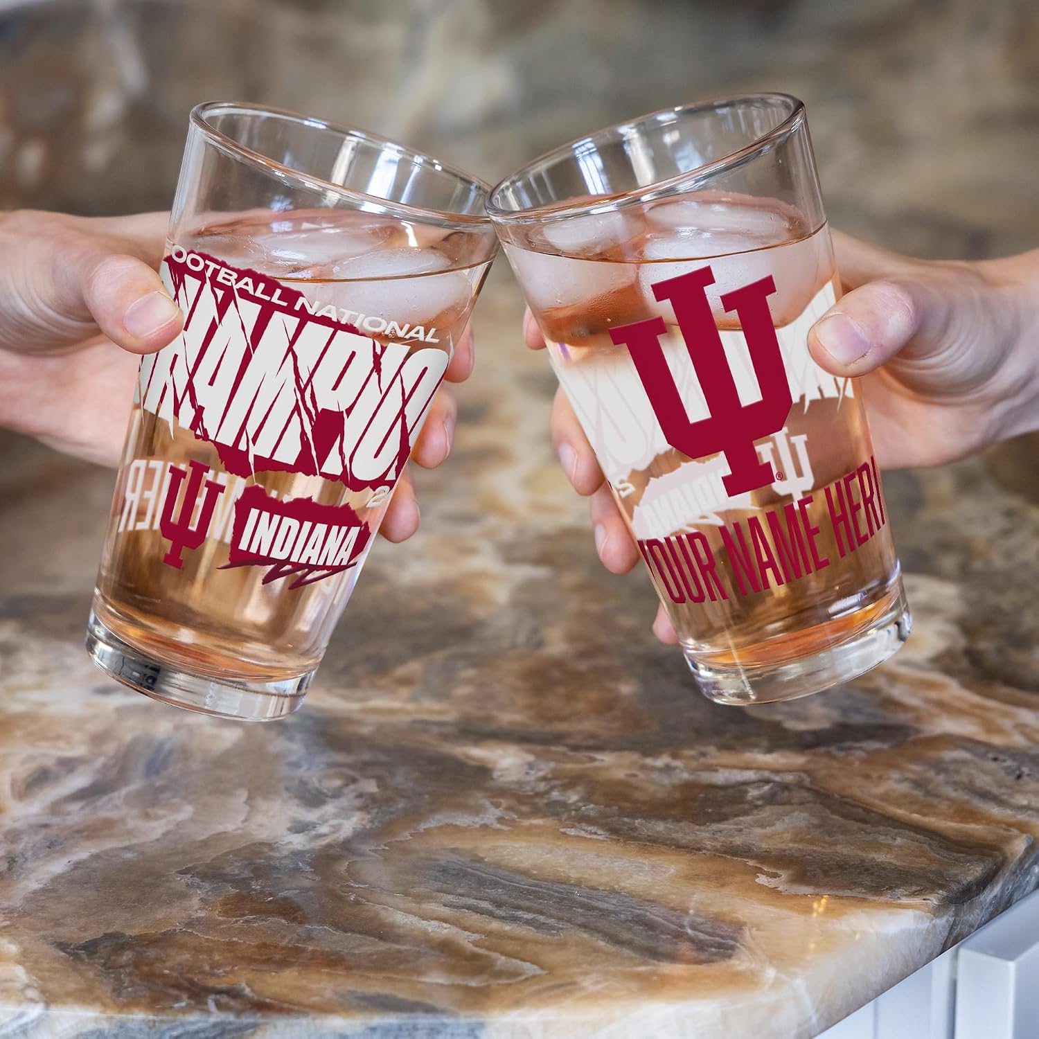 Indiana Hoosiers 2026 Football National Champions Personalized 16-oz Pint Glass - Single Glass