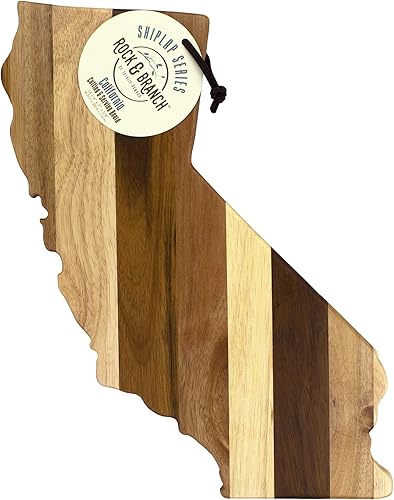 Miniatura 5 de Totally Bamboo Serie Rock & Branch de tablas de madera con diseño de paneles superpuestos del estado de California para cortar y servir  Ideal para