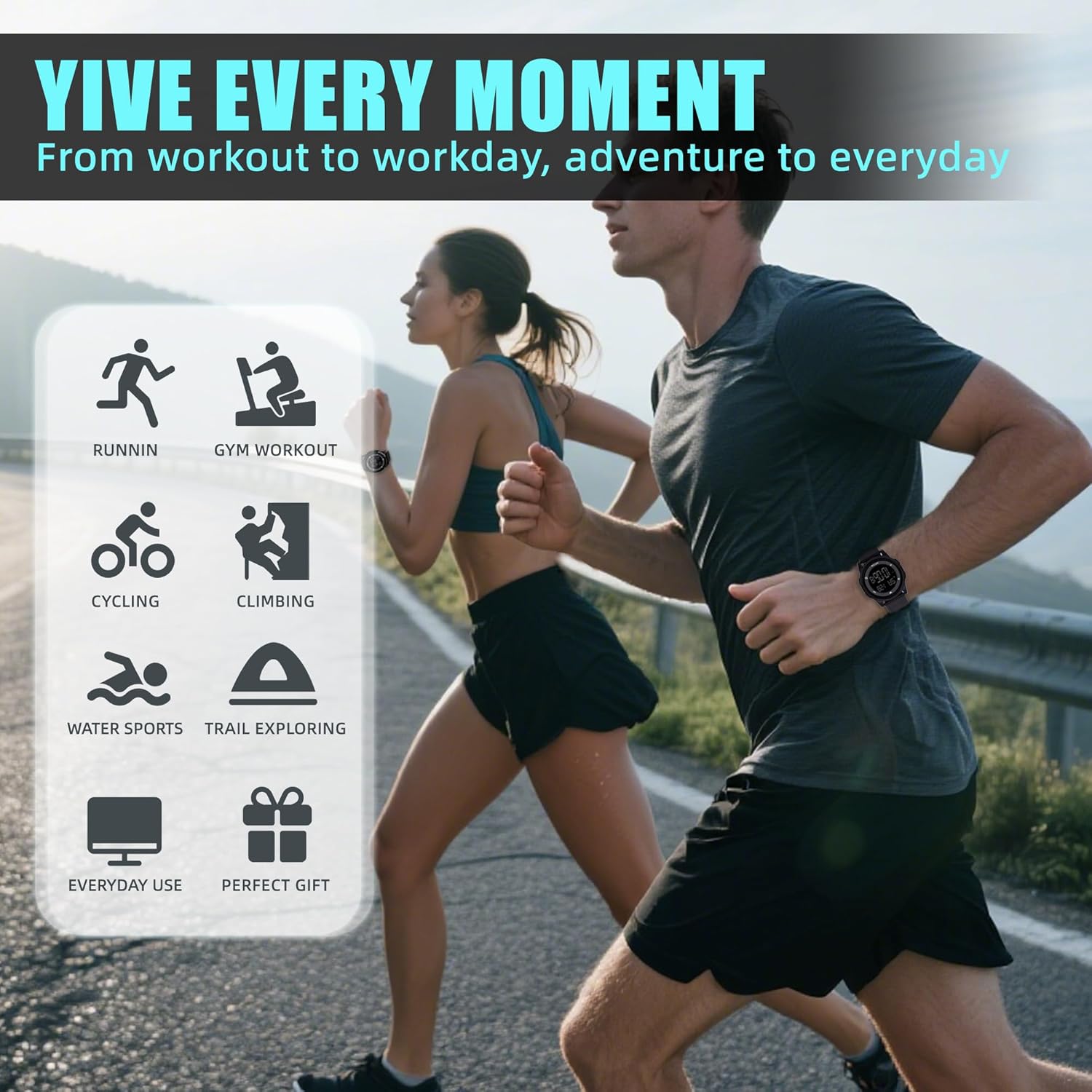 CakCity Digital Sports Waterproof Watch Stopwatch Alarm Military Time Ultra-Thin Men and Women Outdoor Watch - Image 2