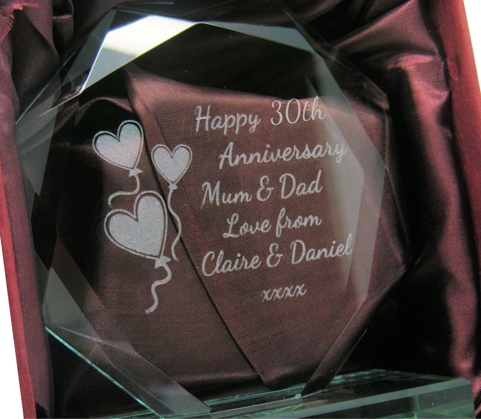 County Engraving Jade Engraved 30Th Pearl Wedding Anniversary 10Cm Presentation Cut Glass Keepsake Gift