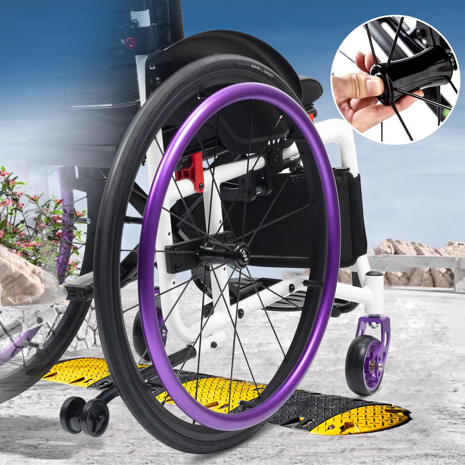 Silla De Ruedas Ligera para Adultos, Sillas De Ruedas Deportivas Manuales Plegables,Ultraligera de Aleación de Aluminio,Silla de Ruedas de tránsito, liberación rápida(Seat Width 38cm/15in,B)