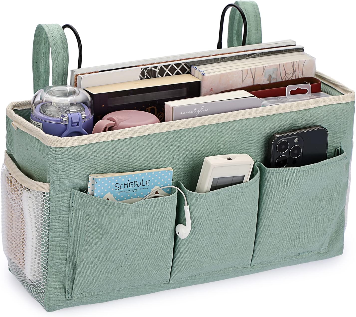 BSTKEY Bedside Caddy with 3 Pockets, Bedside Hanging