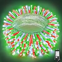 Vista 30 de Guirnalda de luces navideñas con 300 LEDs, 99 pies, para interiores y exteriores, cable transparente, impermeable, 8 modos, conectables, decoración