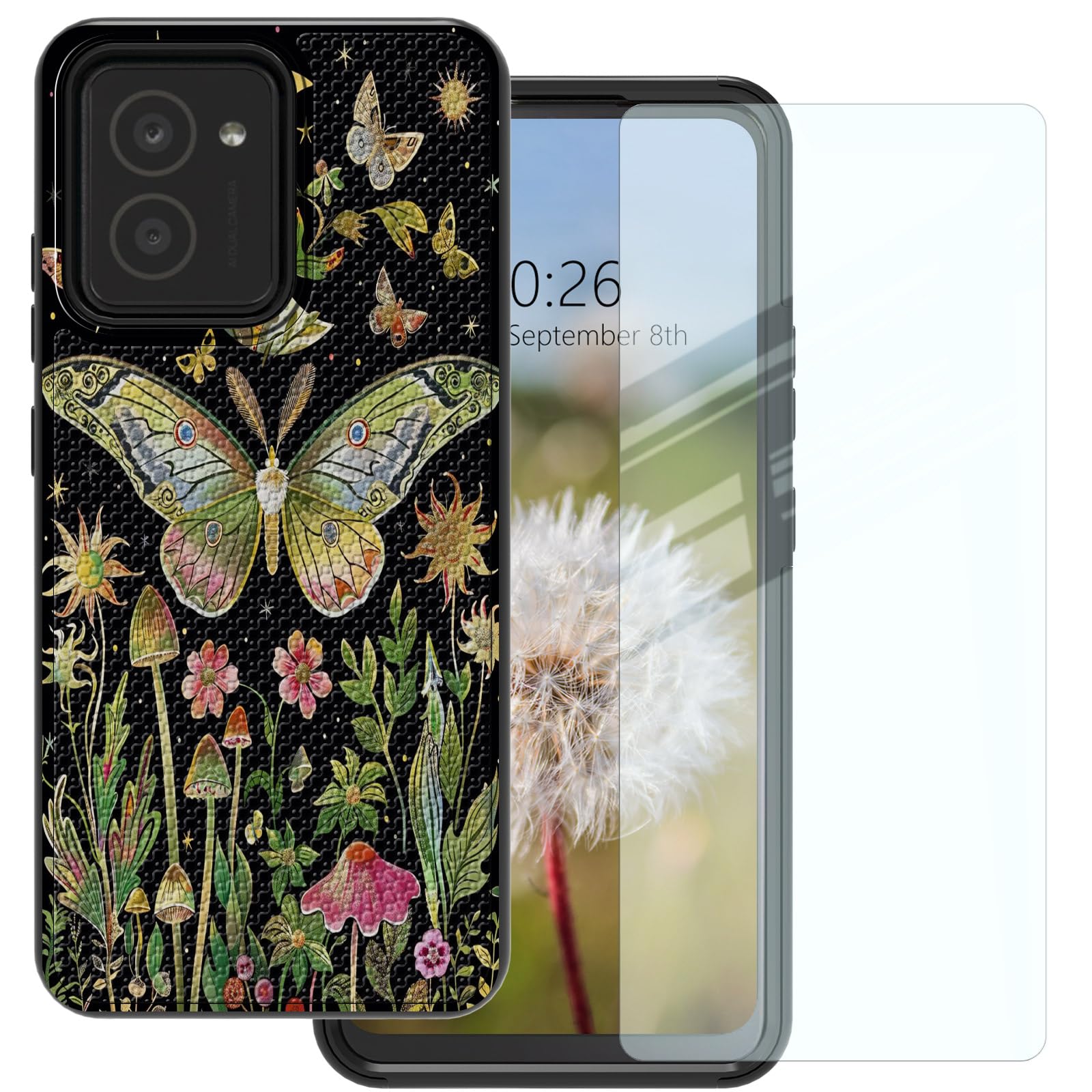 RMJKXQZG for HMD Vibe Phone Case with Tempered Glass Screen Protector, Soft TPU All-Inclusive Protective Case Hard PC Armor Panel Dual Layer Structure