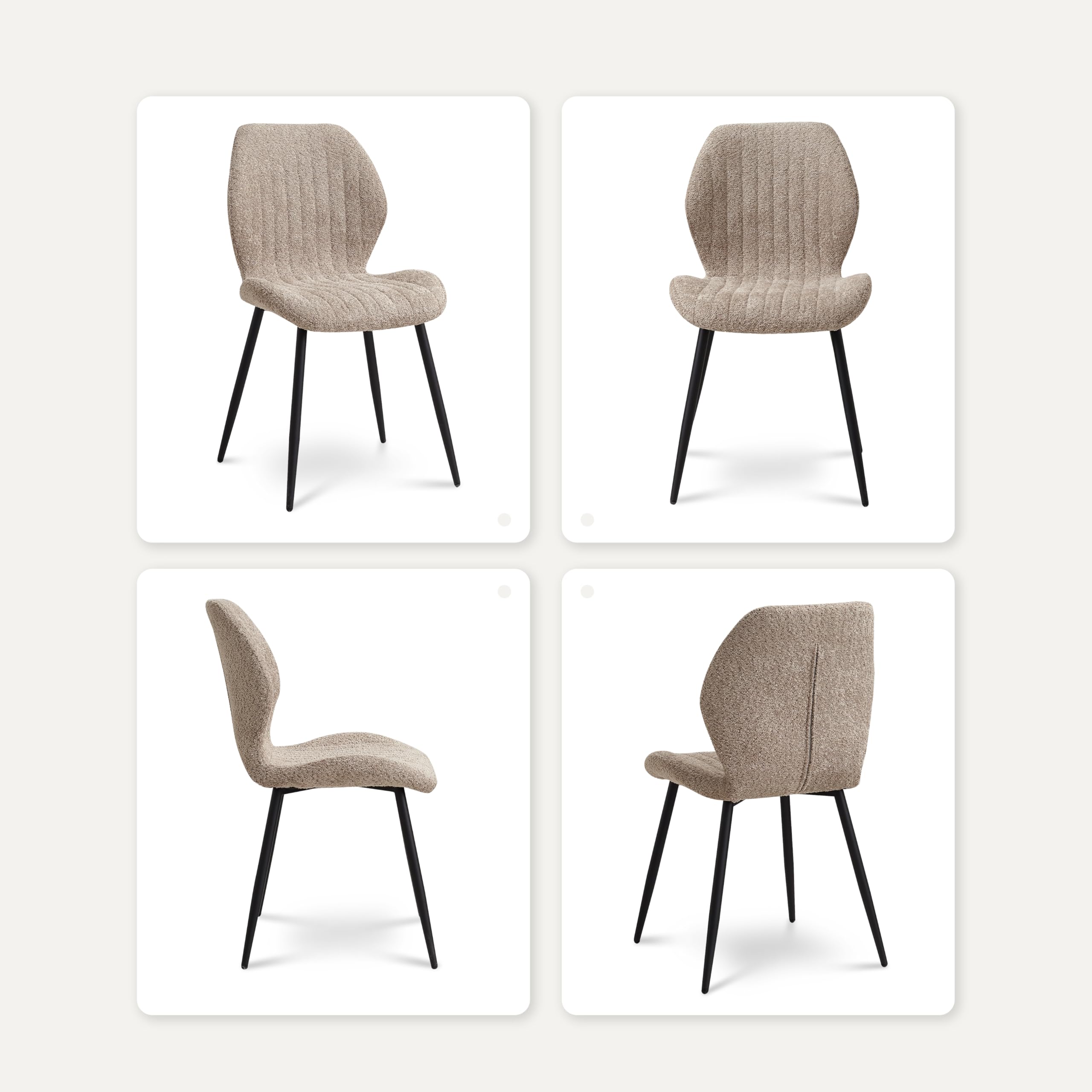 Esstisch und Stuhlset, 100 * 100 * 76.5 cm Runder Esstisch und 4 Moderne Teddy-Fleece Stühle,Metallbeine, für Esszimmer, Küche, Wohnzimmer,Helle Holzmaserung + Braun