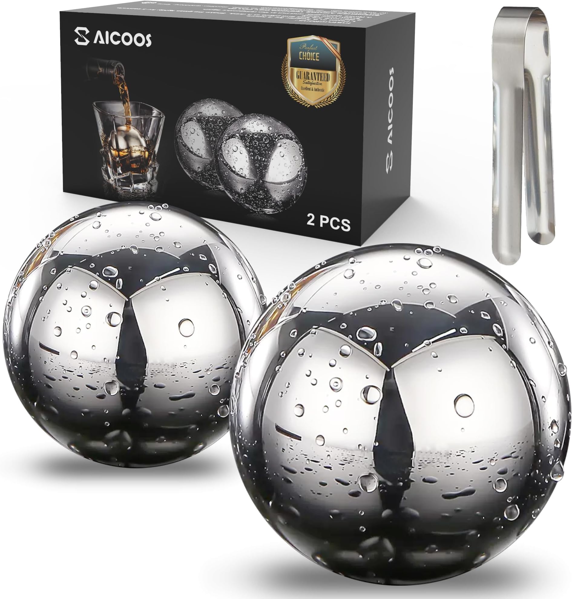 Reusable Metal Ice Cubes for Drinks - Stainless Steel Ice Round Balls