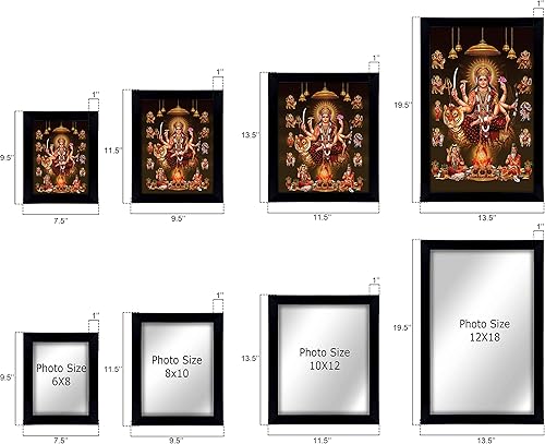 Miniatura 4 de Marco de fotos de Dios Durga en 9 formas, póster con marco de diosa hindú propicio para decoración de pared, hogar, oficina, templo, 8 x 10 pulgadas