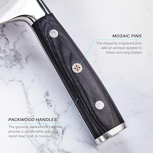 Miniatura 25 de KYOKU Gin Series - Juego de 4 cuchillos para carne de 4.5 pulgadas, cuchillos de cocina japoneses VG10 de acero inoxidable Damasco con cuchillas