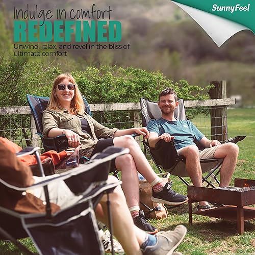 Miniatura 2 de SUNNYFEEL Silla mecedora de camping, reclinable acolchada de lujo, silla plegable de gran tamaño con bolsillo, resistente para
