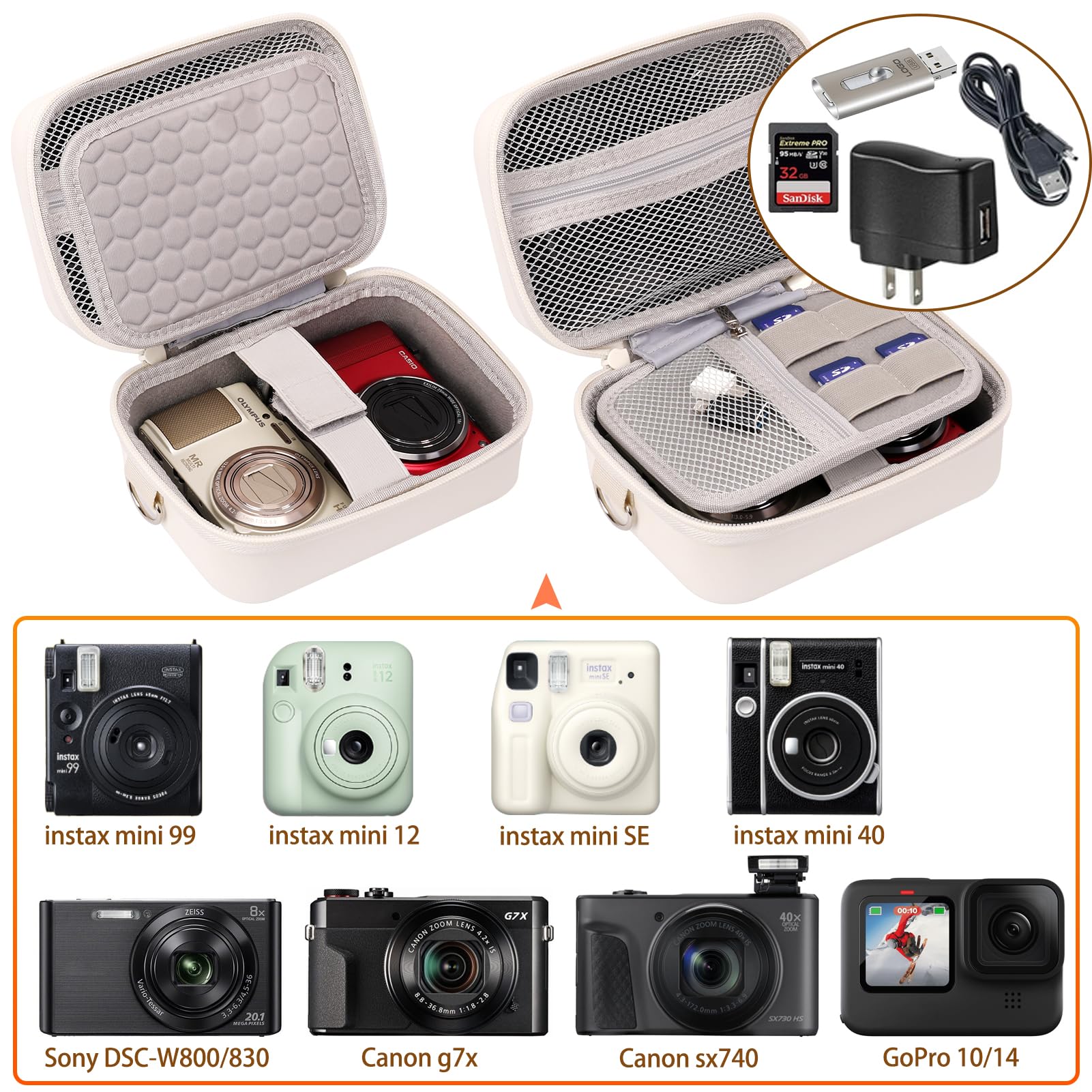 Custodia per fotocamera digitale, protettiva e leggera, con 2 modi di trasporto, impermeabile e antiurto, piccola borsa per fotocamera per Instax Mini 12/11 Instax Mini Link3 Canon PowerShot/GoPro