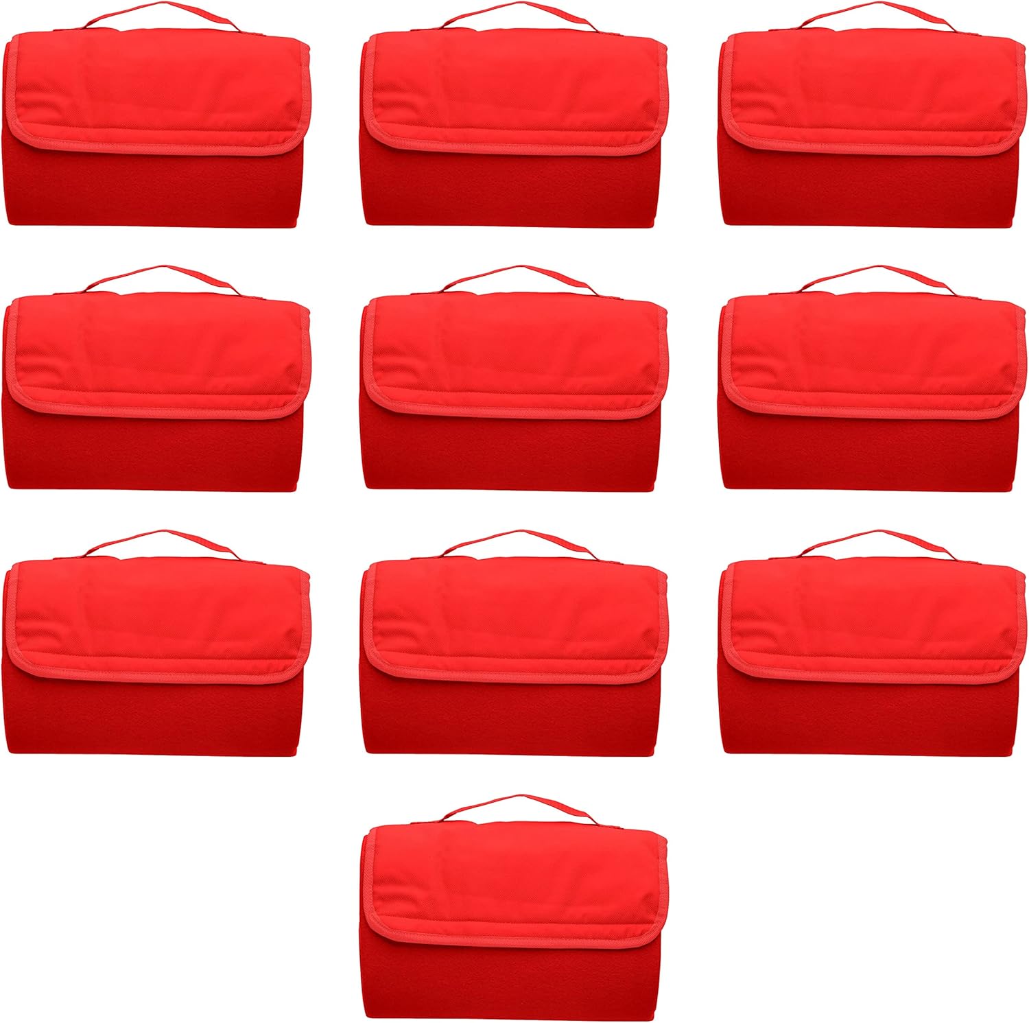 DISCOUNT PROMOS Roll Up Picnic Blankets Set of 10, Bulk Pack Great Outdoor Blanket