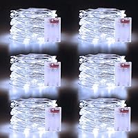 Vista 12 de Guirnalda de luces de 16.4 pies, 50 luces LED plateadas de alambre de cobre parpadeantes con 5 modos de iluminación para Navidad, dormitorio, boda