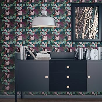 Moderne Grafische Tapete Exotic Leaf Im Retro Stil Der 70er In Grun Angepasst An Ikea Wandfarben