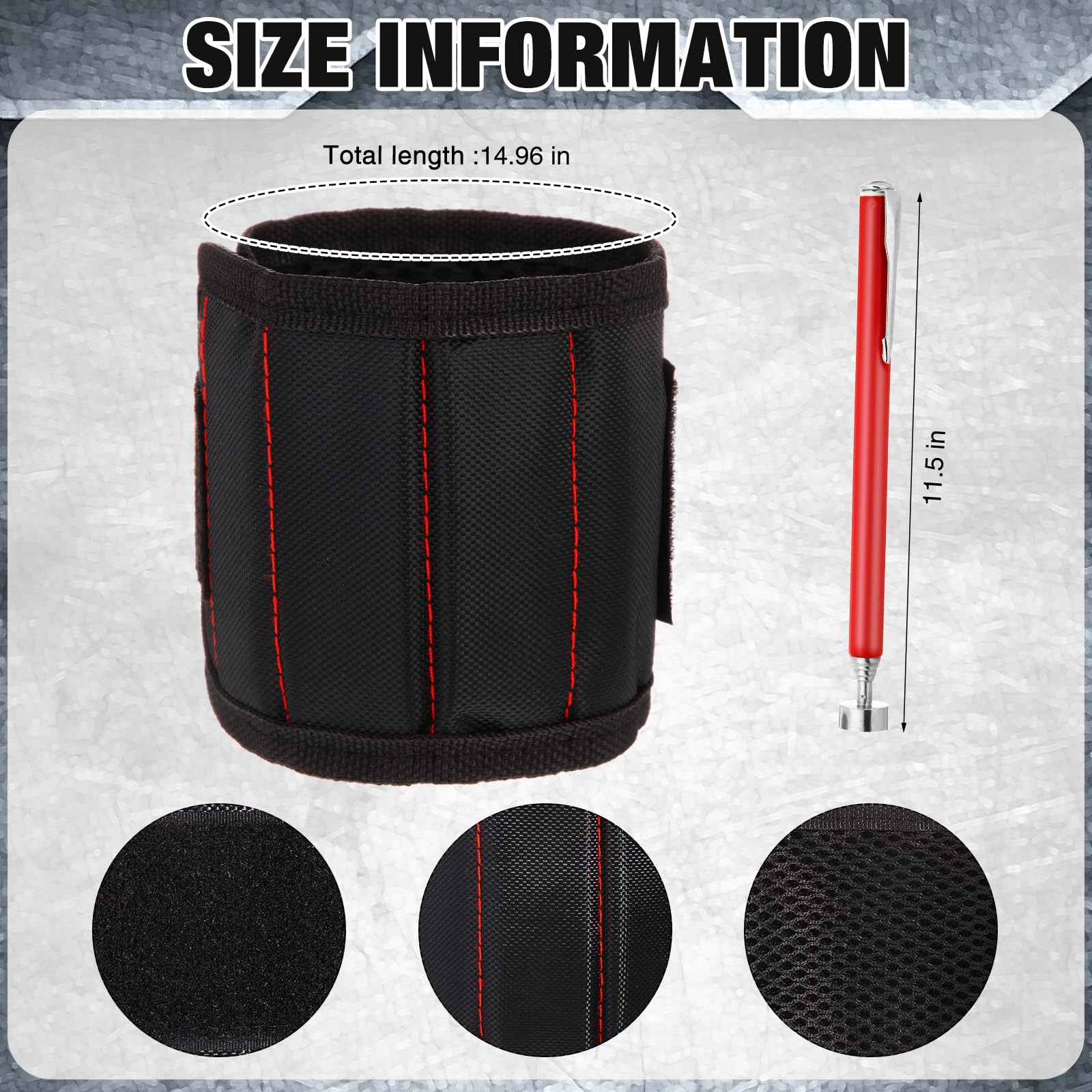 Jingmore El juego de 10 bandejas magnéticas incluye 8 bandejas magnéticas redondas y rectangulares, 1 par de pulseras magnéticas negras y 1 herramienta de recogida magnética para piezas, tuerca