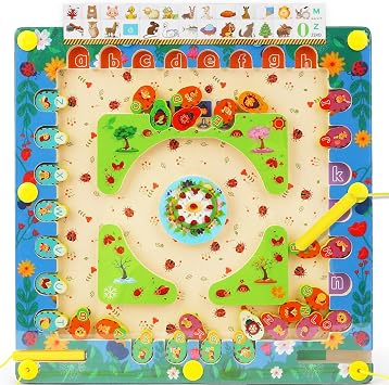 TOY Life Magnetic Color & Number Maze - Montessori Toys Wooden Alphabet Matching Learning Puzzle, Alphabet Maze Board, Fine Motor Skills Toys Magnetic Puzzle for Toddler 3-5, Travel Toy for Kids