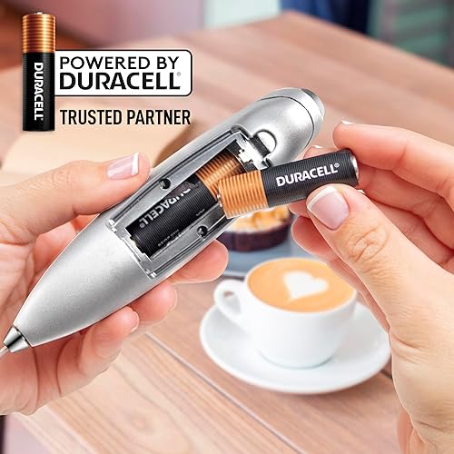 Vista 318 de Zulay Kitchen - Espumador de leche de mano con pilas AA Duracell: batidora de bebidas resistente para café, latte, capuchino y más, color aurora