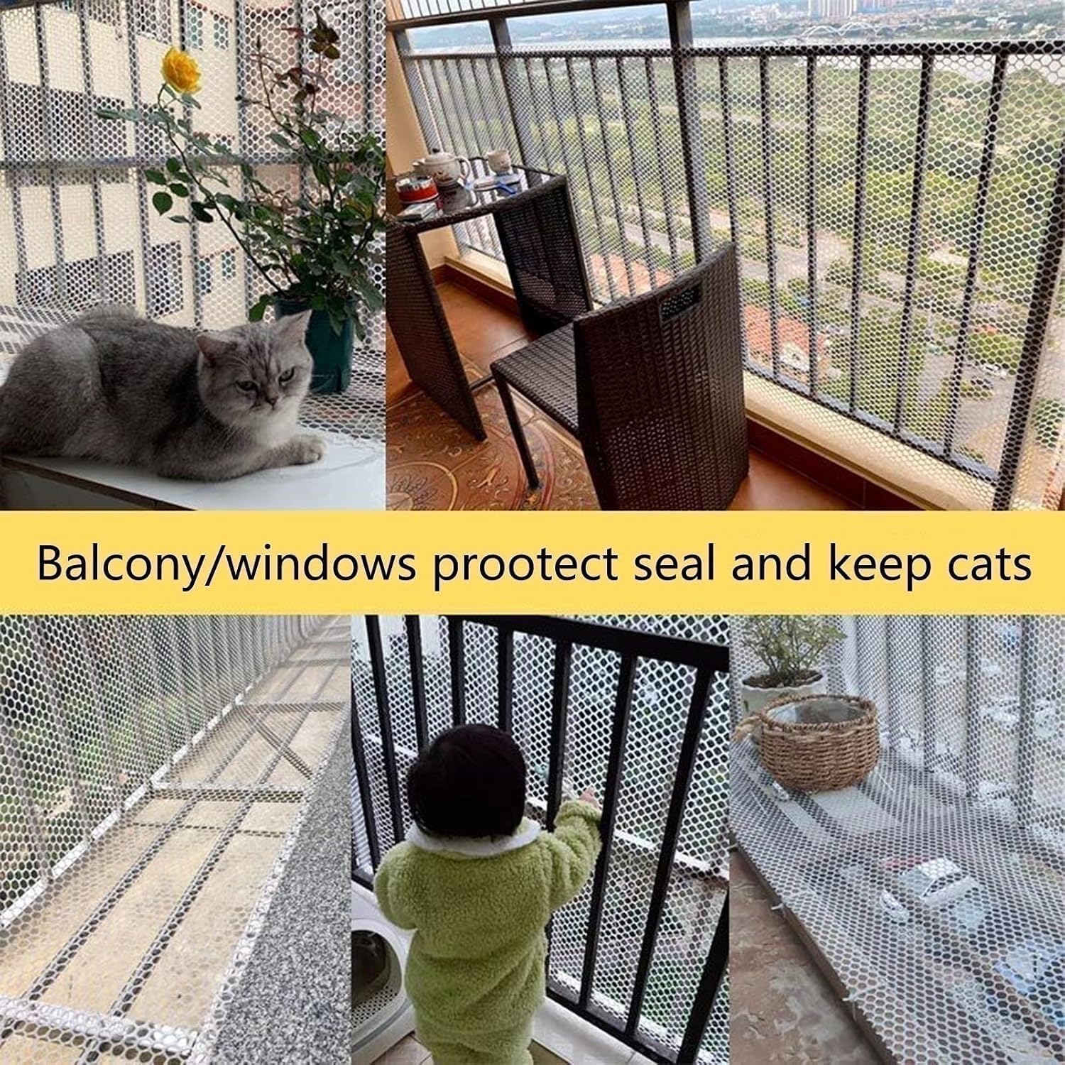 Rete di Protezione per Gatti, Rete di Protezione per Balconi, per Patio, Casa, Impedisce La Caduta di Oggetti, Protegge I Bambini, Allevamenti di Pollame da Giardino, Tagliabile, White, 50cmx900cm