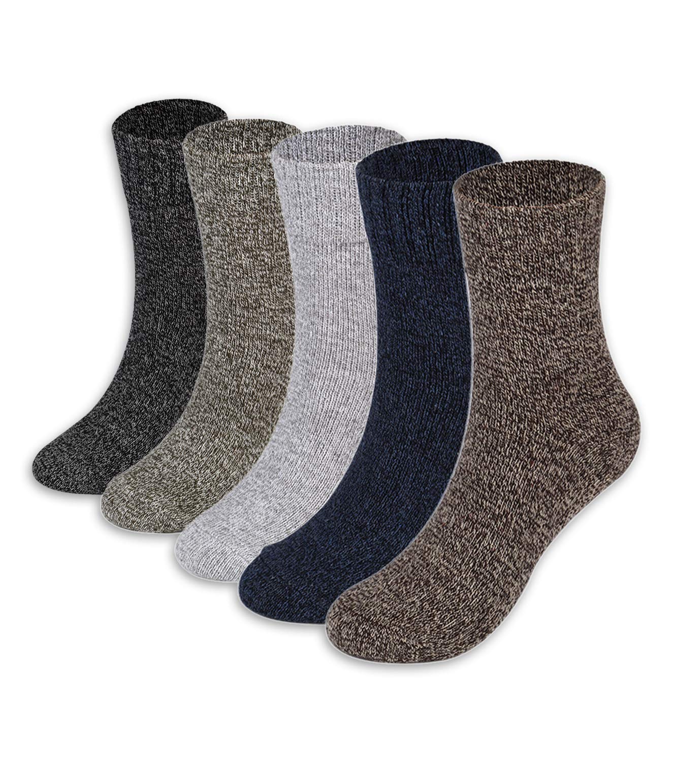 ADFOLF Mens Warm Wool Socks Thick Winter Thermal Stripe Wool Crew Socks