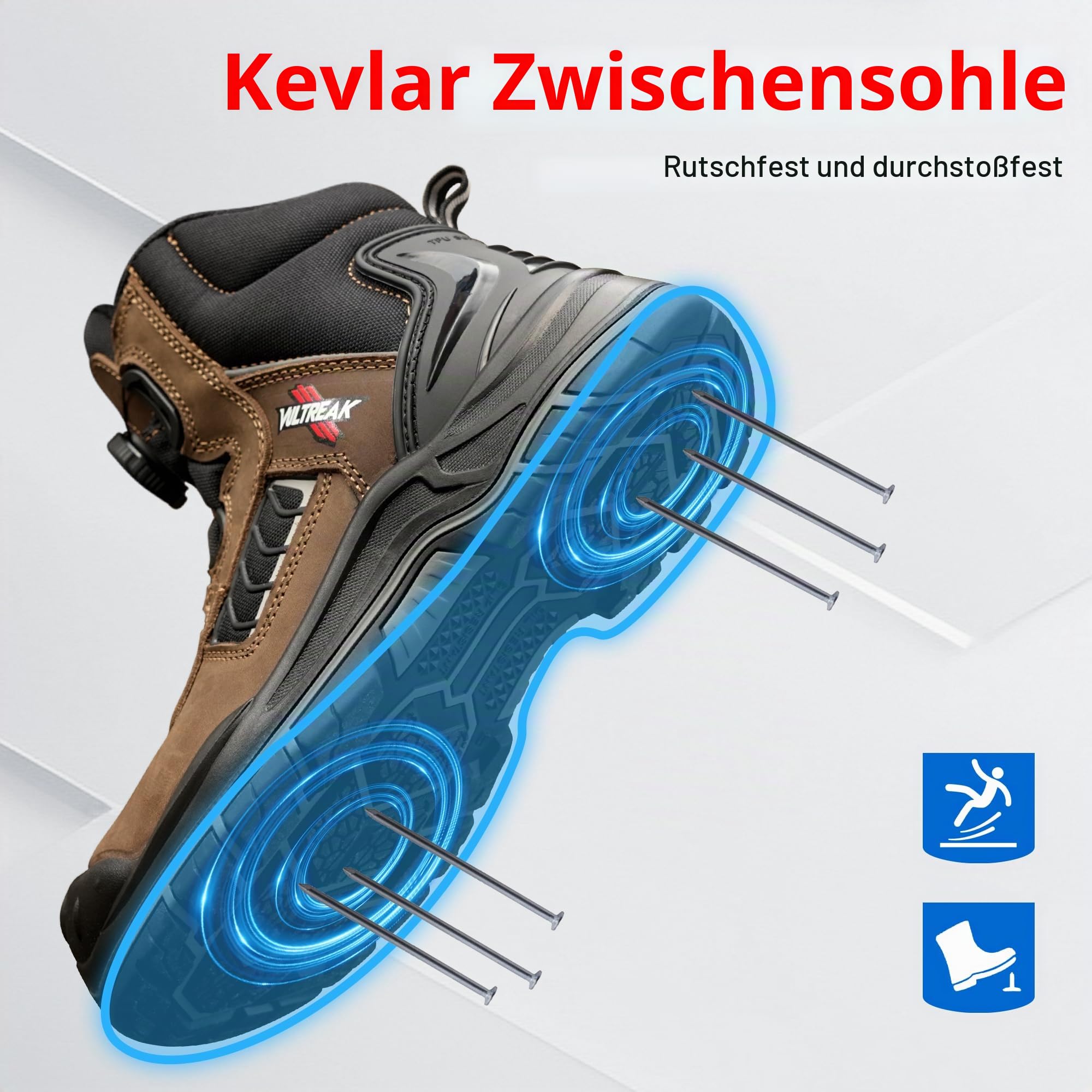 S3 Sicherheitsstiefel, SRC HRO Arbeitsstiefel, Wasserdicht Arbeitsschuhe mit Stahlkappe