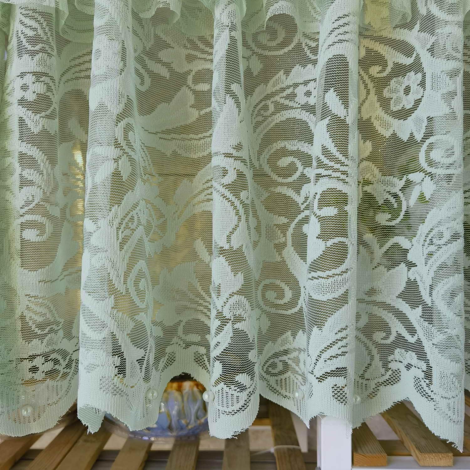 Amazon｜ミントグリーン レースカーテン バランス 20インチ キッチン