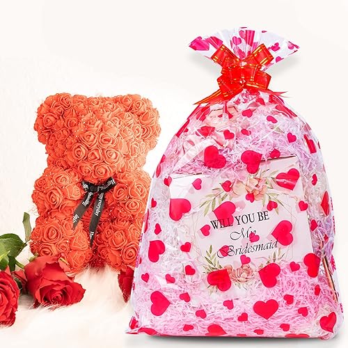 Miniatura 6 de Kolewo4ever Juego de 40 bolsas de celofán de San Valentín, 20 bolsas transparentes de celofán con 20 lazos rojos para San Valentín, bodas, novias o