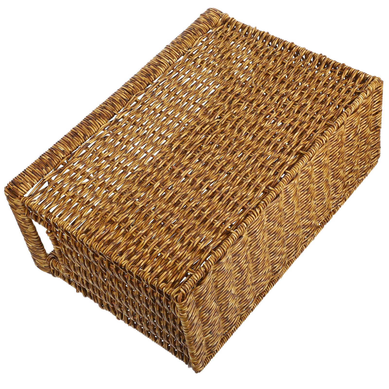 PACKOVE Caja de almacenamiento tejida para el hogar con asa, cesta organizadora, contenedor de almacenamiento para oficina y decoración, para artículos pequeños