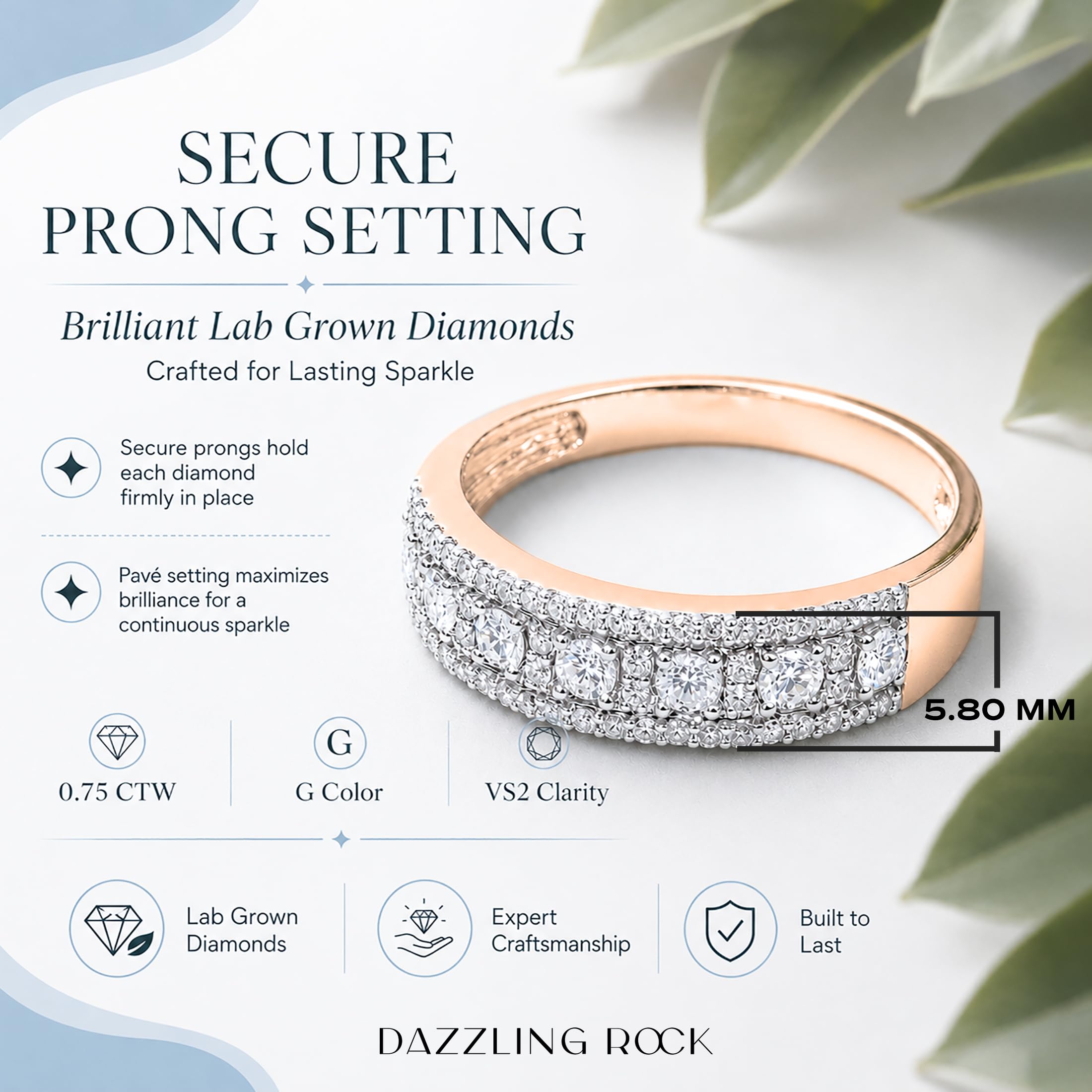 DazzlingRock Collection 10 quilates oro rosa H-I Diamante cultivado en laboratorio