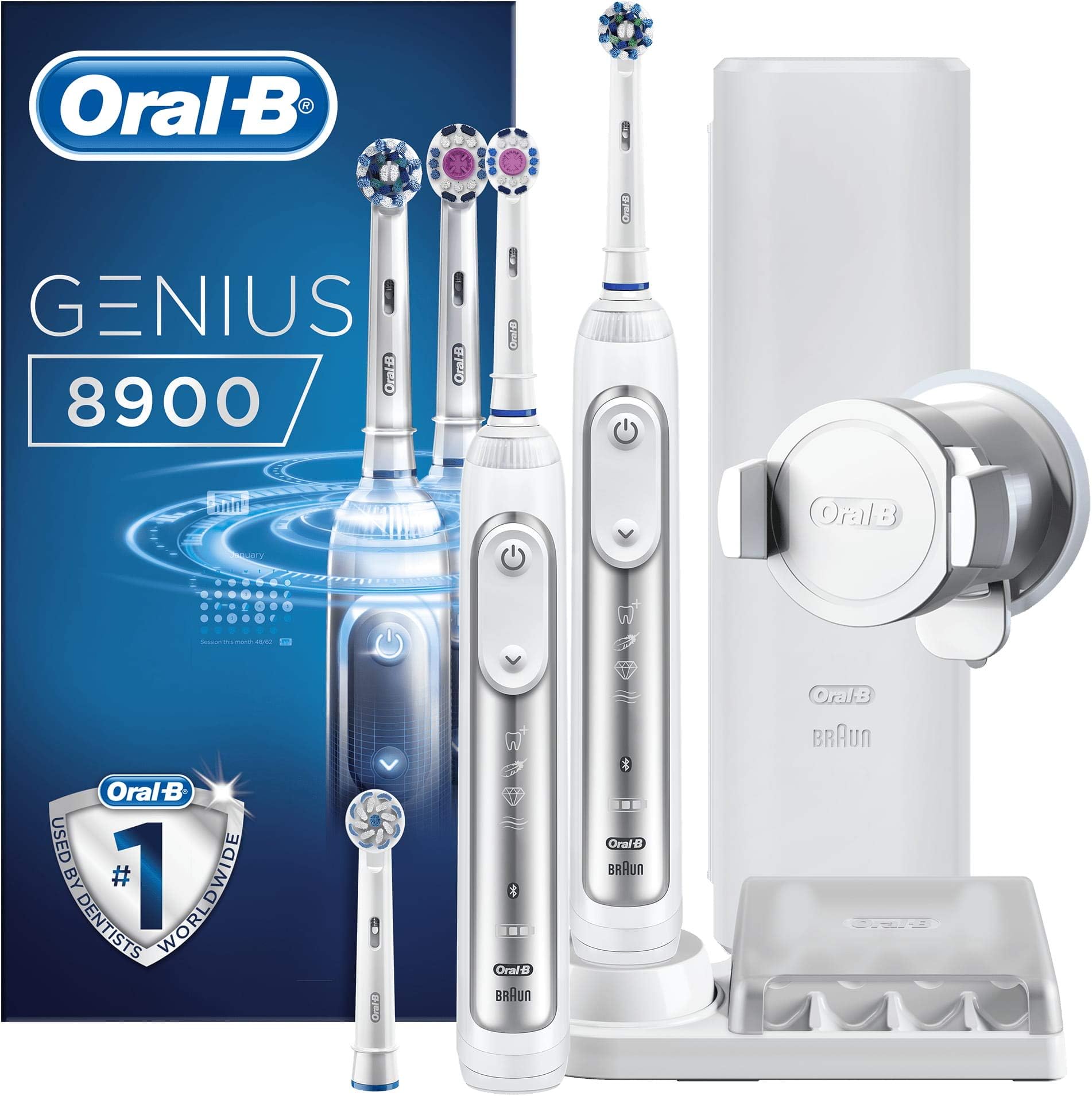 Oral-B Genius 8900 Electric Rechargeable Toothbrush Powered by Braun - Two Handle Pack