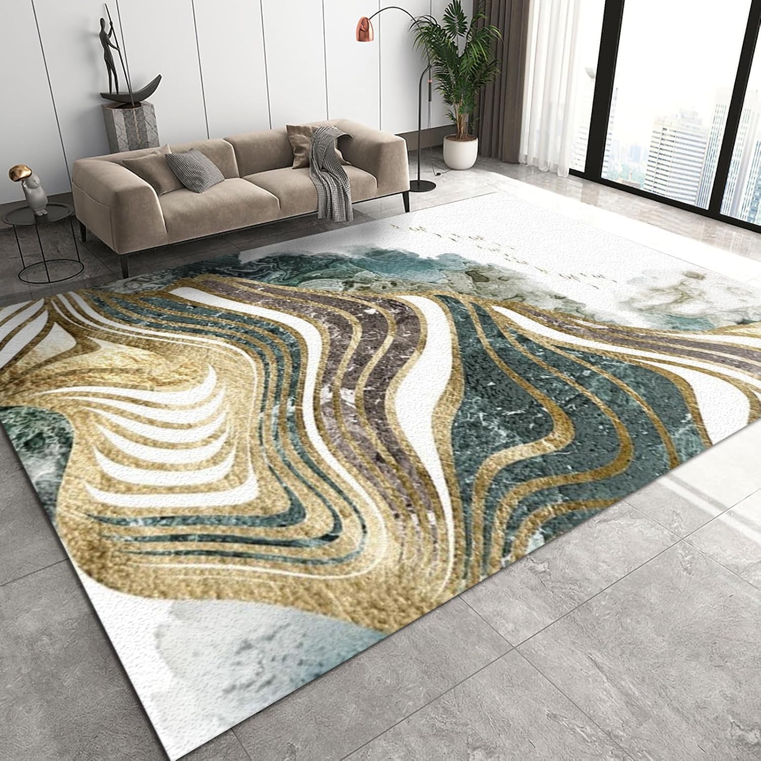 Tapis de salon 3d rayures d'art abstrait 180x280 cm antidérapant pour couloir
