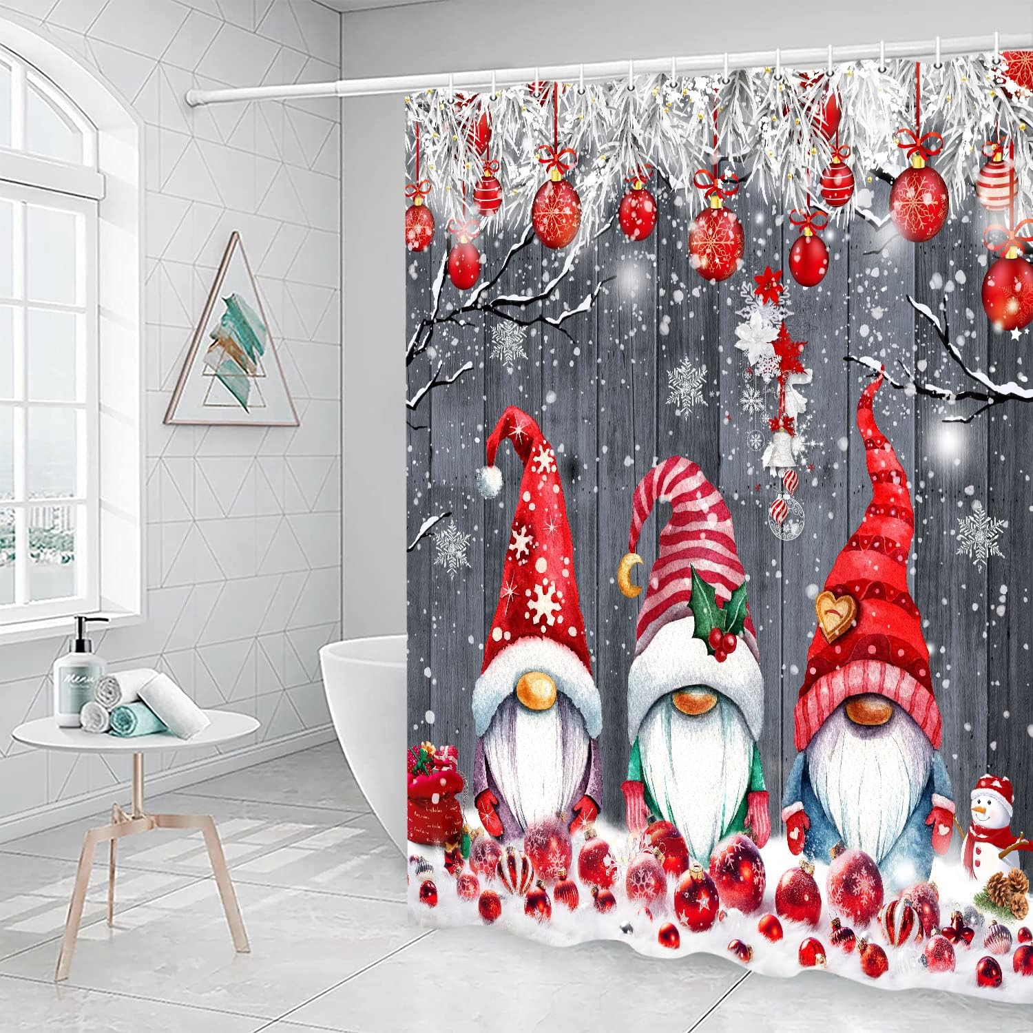 Christmas Gnomes Shower Curtain for Bathroom, Farmhouse