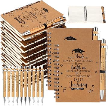 FillTouch 20 Sets 2026 Graduation Gifts Inspirational Spiral Journal with Motivational Pen Graduate Kraft Notebooks Ballpoint Pen Class of 2026 Gifts for College Graduate