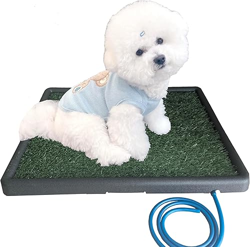 Miniatura 7 de LOMANTOWN Orinal de césped para interiores, almohadilla reutilizable de hierba para perros con bandeja, caja de arena para perros de 25 x 20