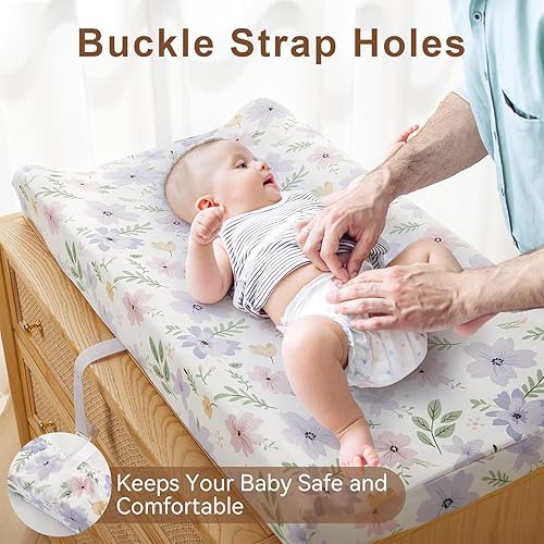 Miniatura 3 de TILLYOU Juego de funda para cambiador de niña en material de jersey suave, se adapta a almohadillas contorneadas de 32 pulgadas34 x 16 pulgadas para