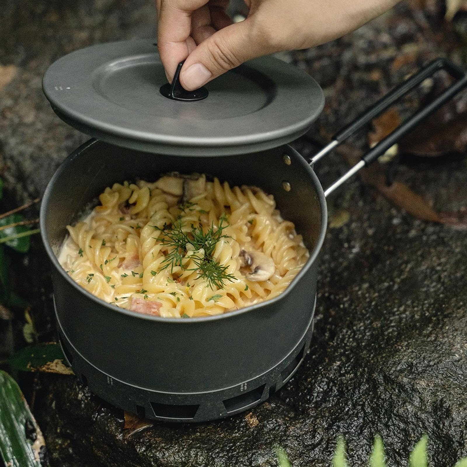 Ollas de cocina de intercambio de calor para camping con base resistente al viento, estufa de mochilero para mochileros al aire libre, senderismo, resistente al viento, intercambio de calor, repuesto