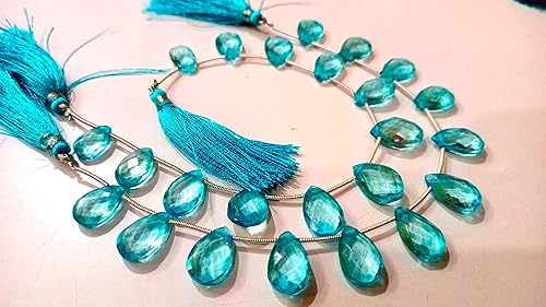 Vista 2 de Cuentas de piedras preciosas graduadas con forma de pera de topacio azul suizo natural de 8x13 a 0.394x0.591 in