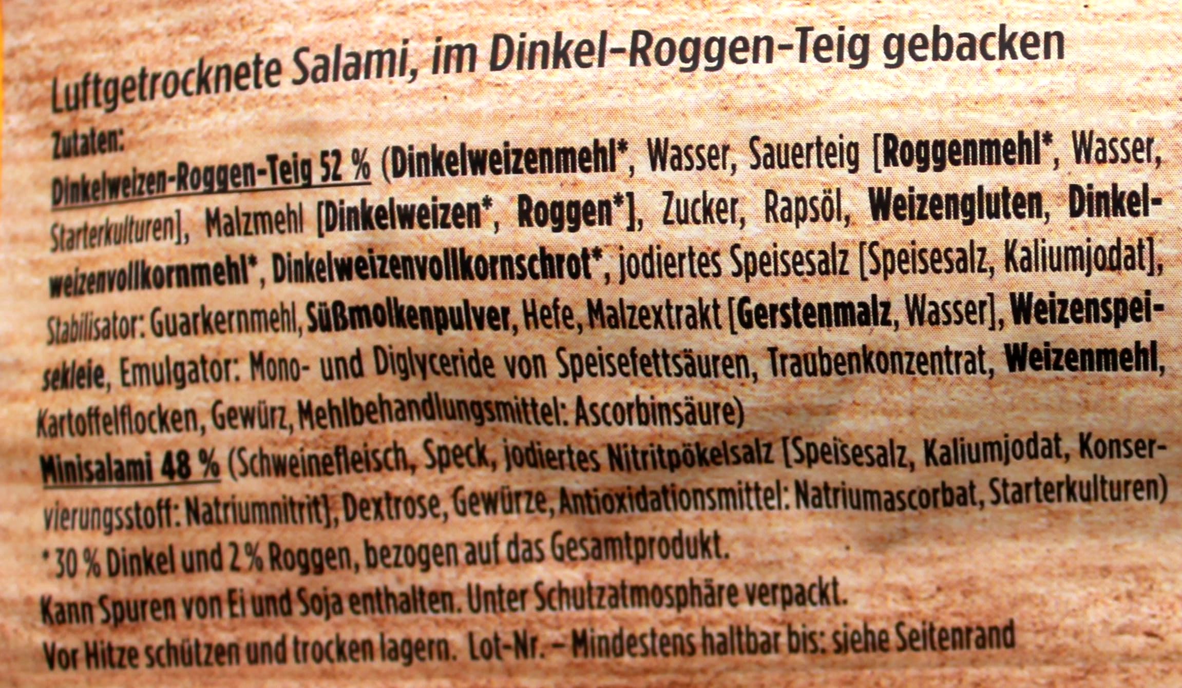 Aoste Stickado-Brot Classique Luftgetrocknete Salami im Dinkel-Roggen-Teig, 12er Pack (12 x 45g)
