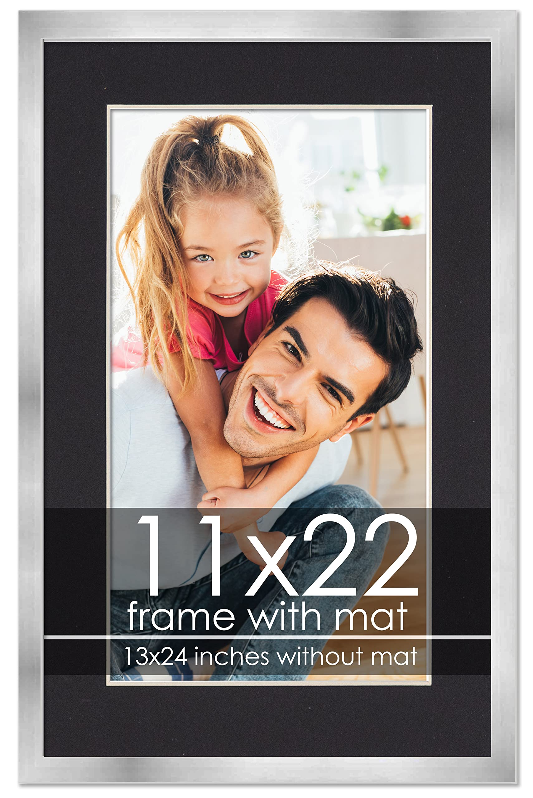 Amazon.com - 11x22 Frame with Mat - Silver 13x24 Frame Wood Made