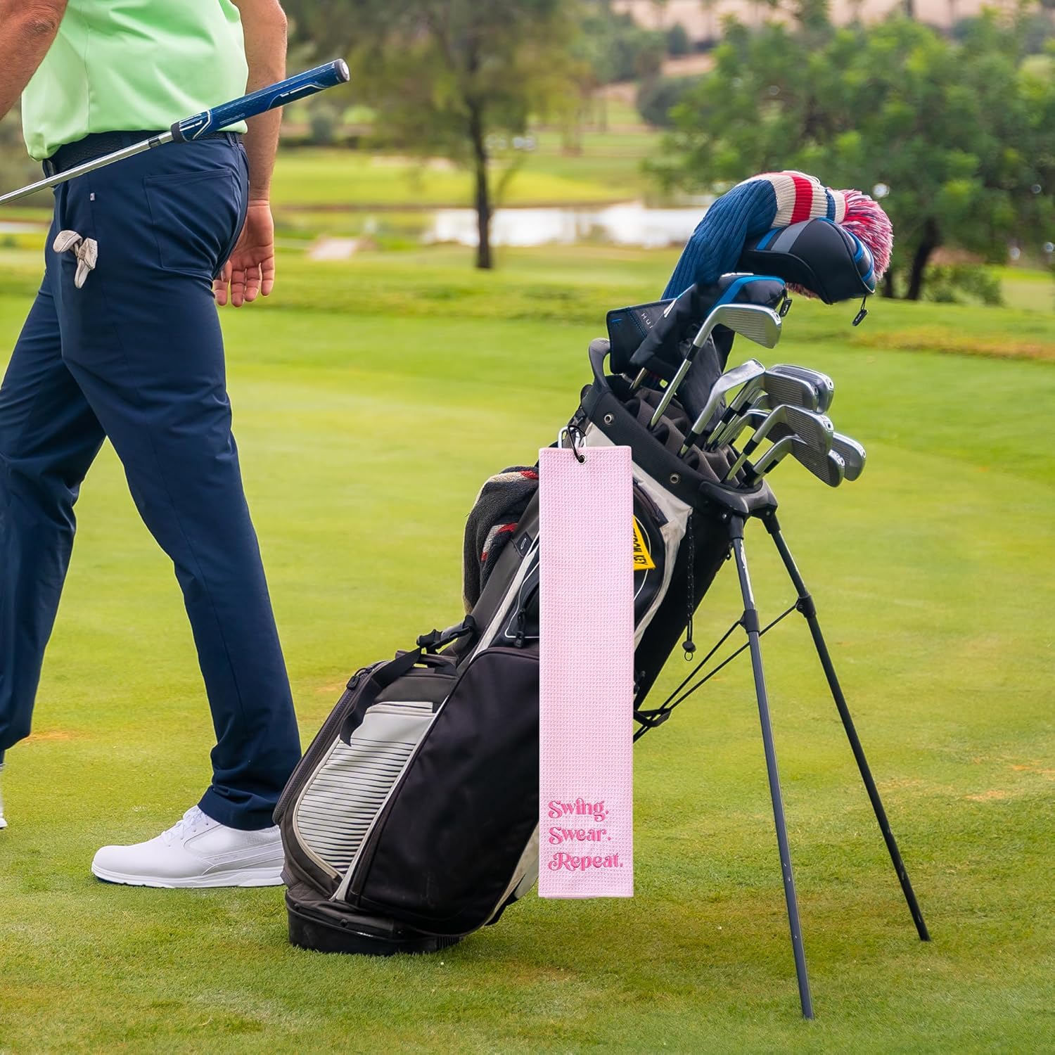 ZEETY Golf Towel for Golf Bags – 16" x 24" Embroidered Women’s Microfiber Golf Towel with Clip Holder, Unique Golf Accessories and Gifts - Image 6