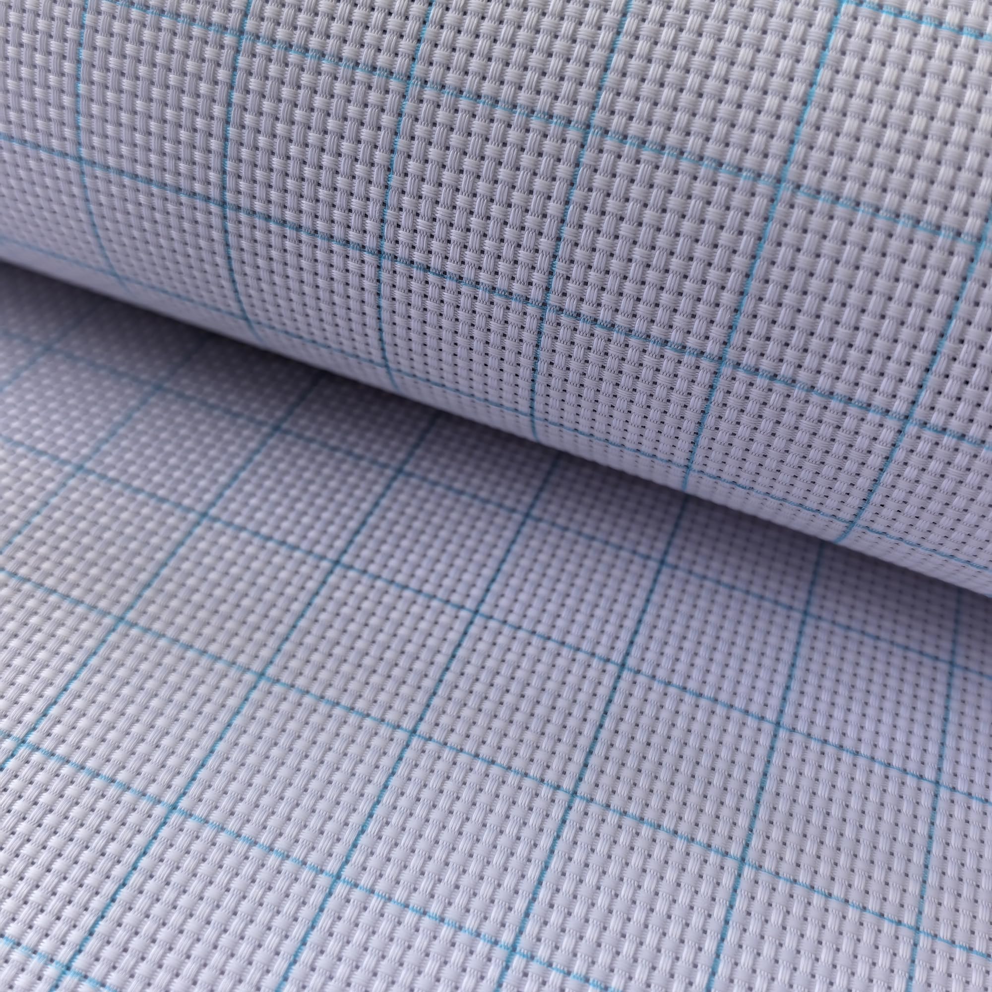 Sewcrane White/Blue 12 Count Aida Cross Stitch Fabric With Washable Grid (58" W X 39" L)