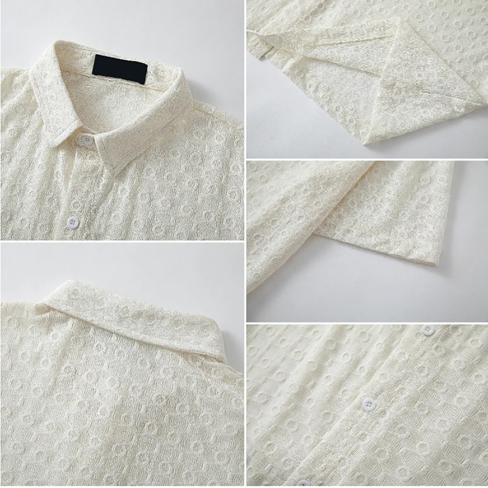 Generico Camicia Uomo in Cotone e Lino Maniche Corte Estiva Regular Fit la Spiaggia Camicie con Collo Button-Down Le Vacanze e Il Lavoro Camicette Hawaiane Uomo