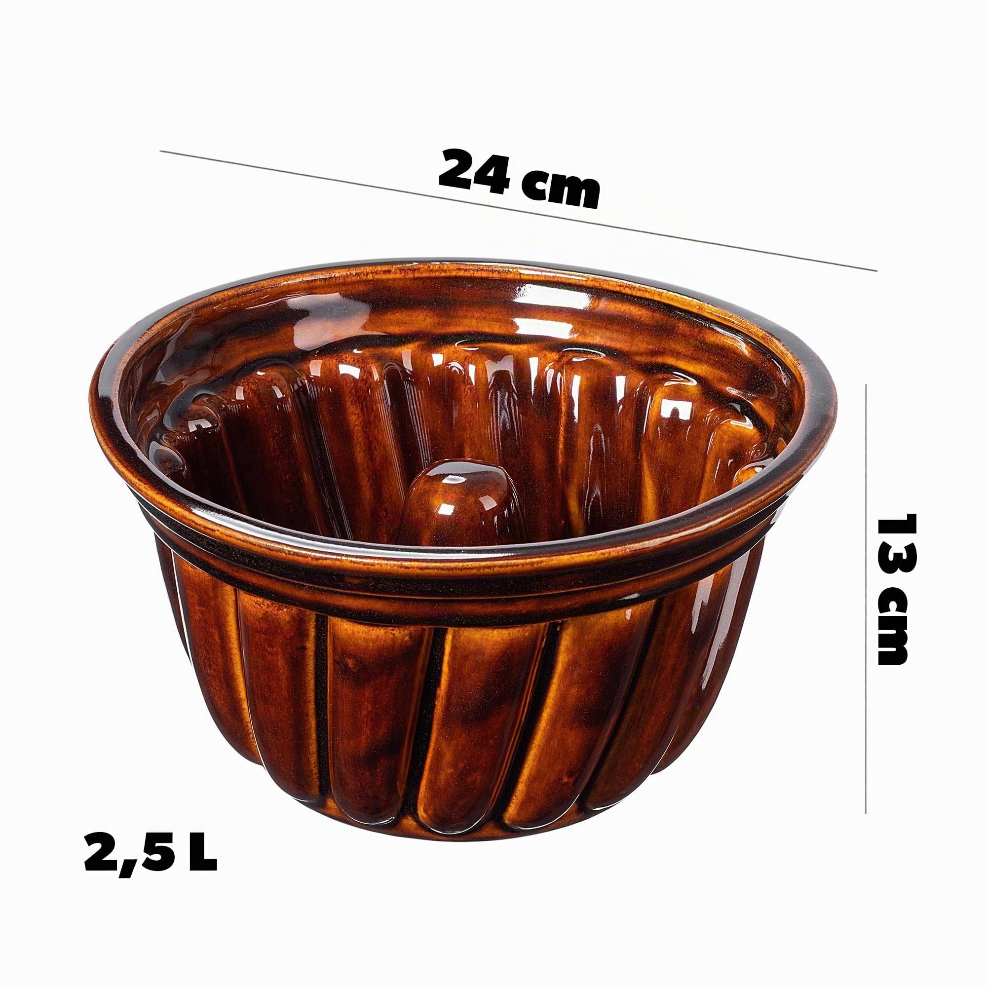 KADAX Moule à Kouglof en Grès, Moule à Gâteau Rond pour Savarin, Kougelhopf et Pudding, Parfait pour Les Gâteaux Traditionnels Alsaciens (24 cm)