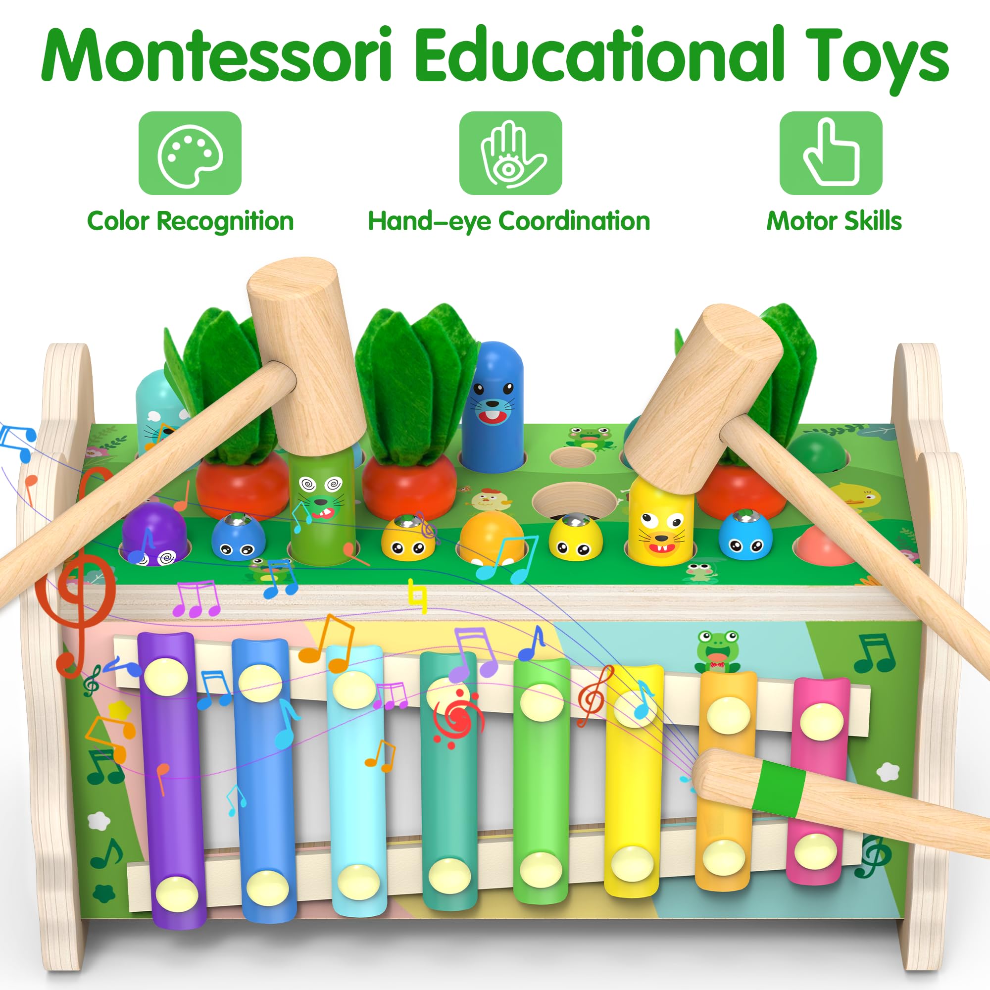 6-in-1 Wooden Montessori Toys for 1 2 3 Year Old, Mole-Tapping Game — Amazon image 4