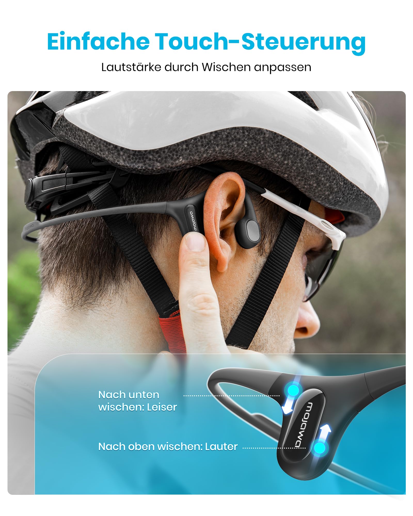 mojawa Run Plus New Knochenschall Kopfhörer Schwimmen mit 32GB MP3-Player, IP68 Wasserdicht Bluetooth 5.2, Open-Ear Sport-Headset, ENC-Mikrofon für klare Anrufe, für Laufen, Radfahren & Surfen