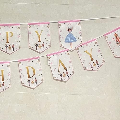 Vista 7 de Cartel de cumpleaños de cascanueces para niños y adultos, suministros de fiesta, decoración para cumpleaños de invierno y ballet, rey ratón